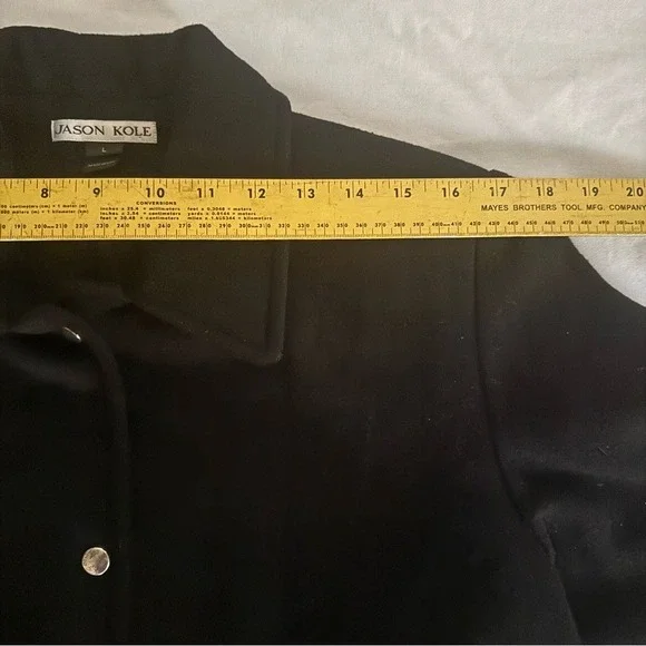 Jason Kole‎ Black Wool Jacket Blazer Large USA Made Snap Button Lined - Picture 6 of 10